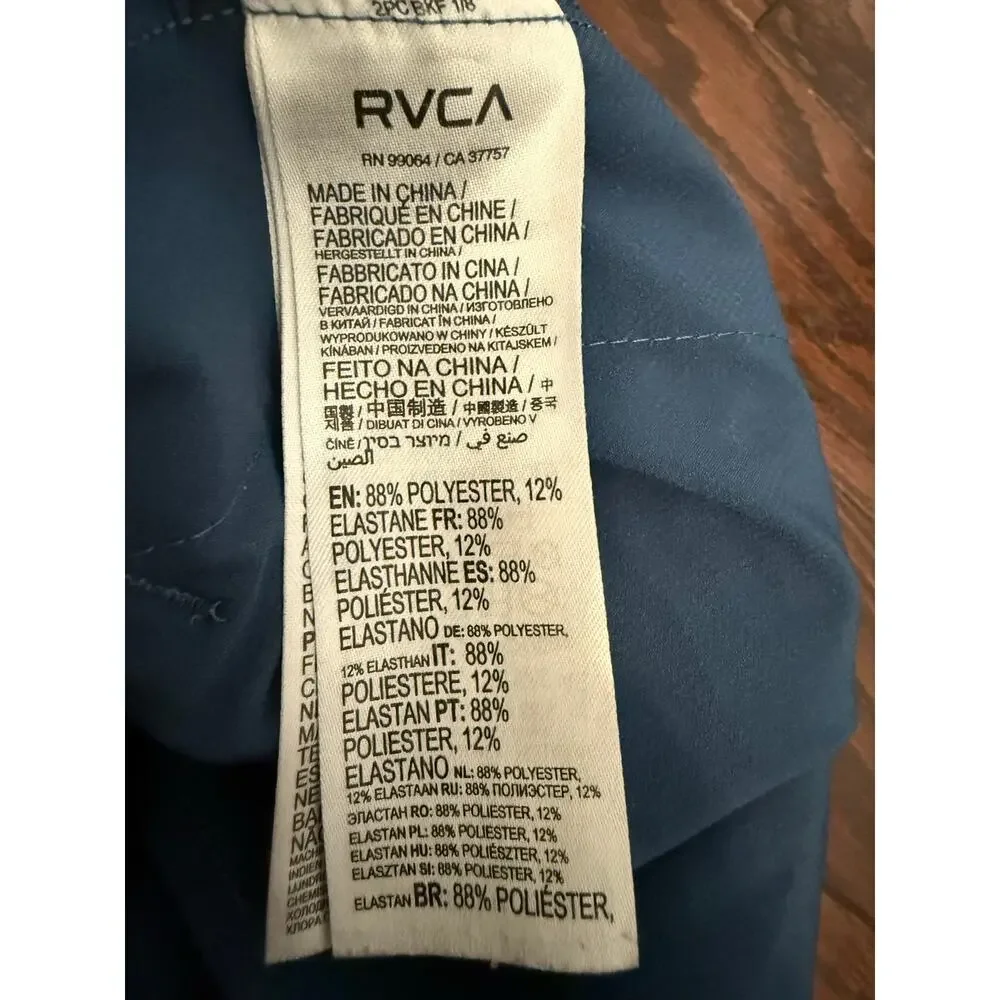 RVCA Men’s Athletic Performance Shorts Blue Size Medium